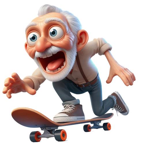 Skater bedstefar på eventyr