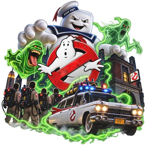 Ghostbusters med spøgelser og Ecto-1