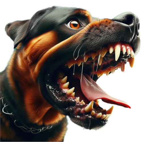 Vild Rottweiler med åben kæbe
