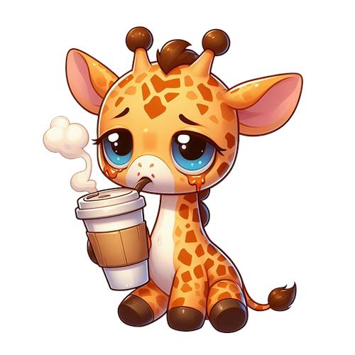 Sødt girafbarn med kaffe