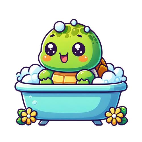 Glad Skildpadde i Badekar