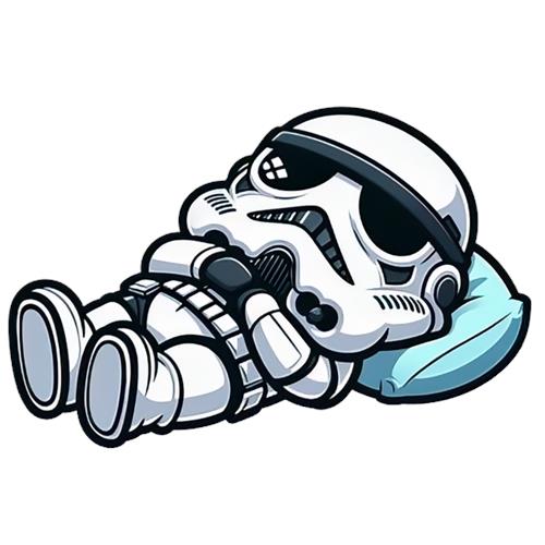 Sovende Stormtrooper med pude