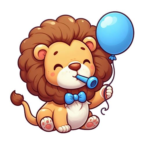 Glædelig Løve med Ballon