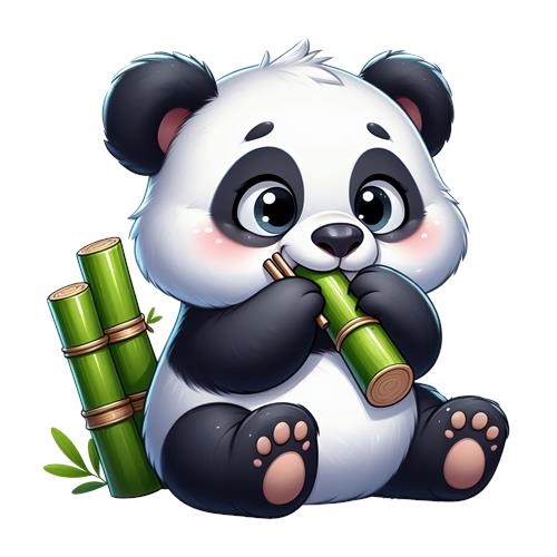 Sød panda, der spiller på bambusfløjte