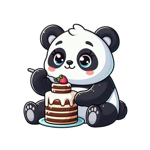 Sød panda med kage