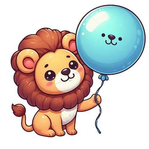Sød løve med ballon