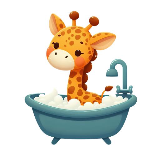 Giraffe in a Bubble Bath