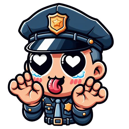 Kawaii Politimand med Hjerter