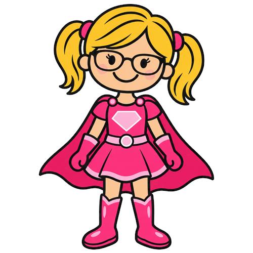 Superheltpige i pink kjole