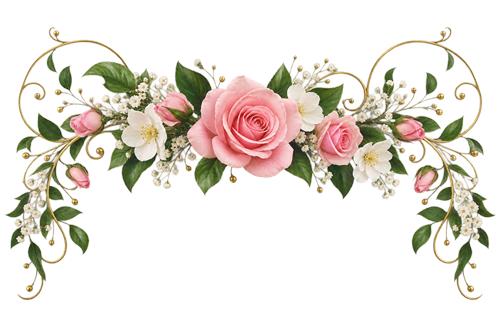 Blomsterbue med lyserøde roser