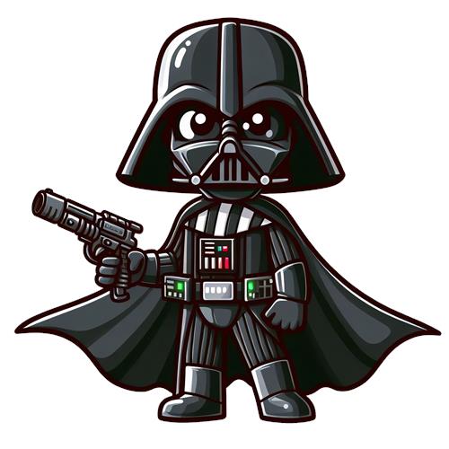 Kawaii Darth Vader med blaster
