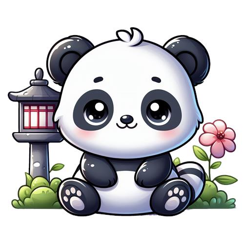 Sødt panda med blomster