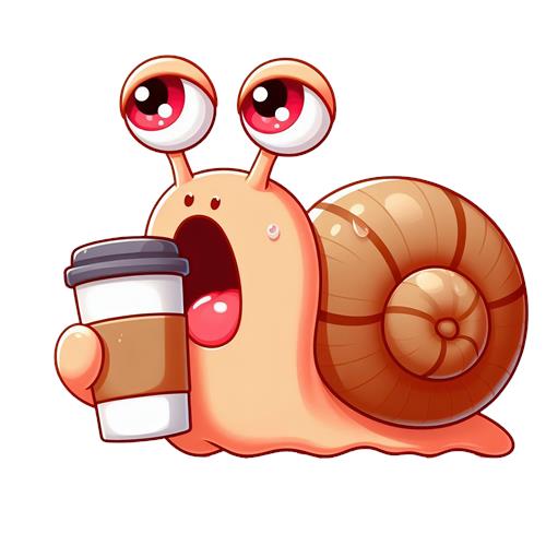 Sødt sneglefigur med kaffe