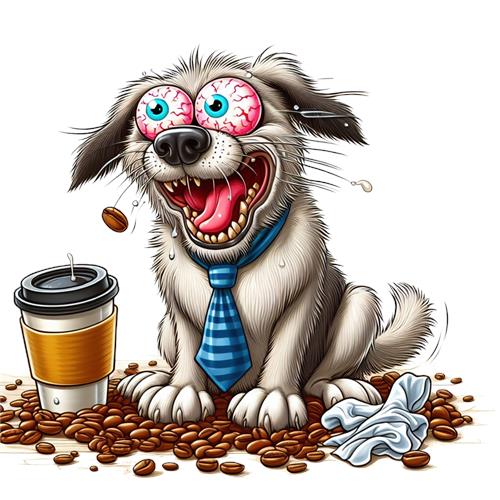 Kaffeklar Hund med Energisk Udtryk