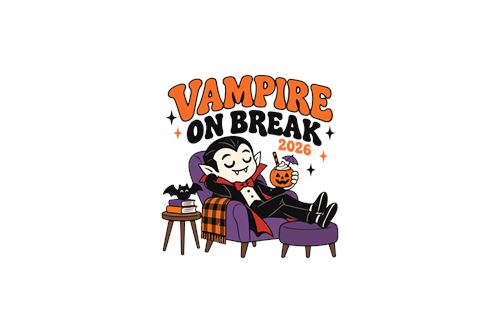 Vampyr med græskar og Halloween-tekst