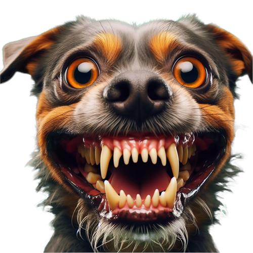 Skræmmende hund med stort smil