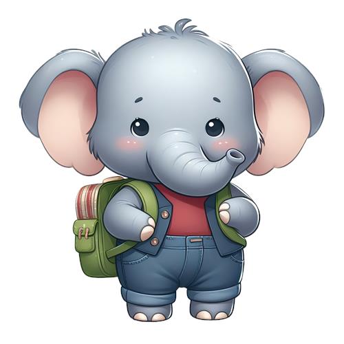 Sød Elefant med Rygsæk