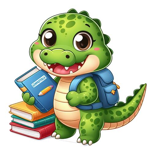 Klog lille dinosaur med bøger