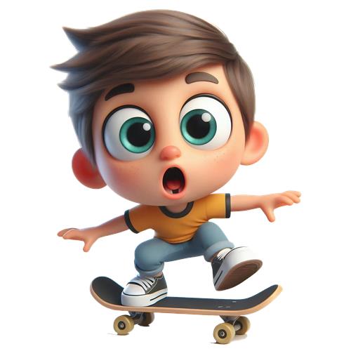 Skateboardende dreng med stort smil