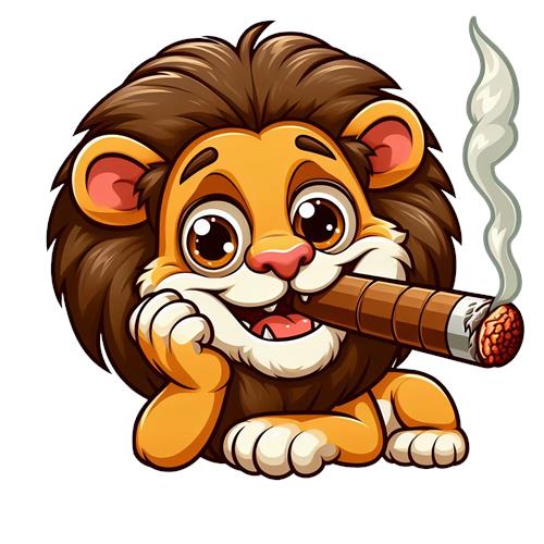 Sjovt tegnet løve med cigar