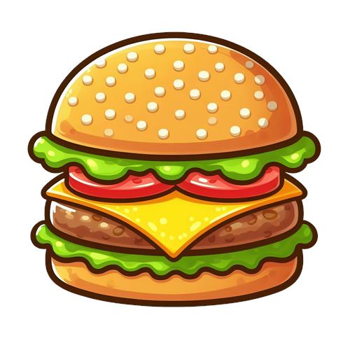 Farverig burger med ost og grøntsager