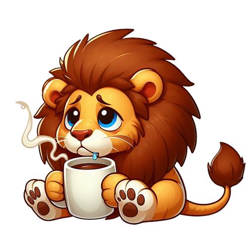 Sødt løvebillede med kaffe