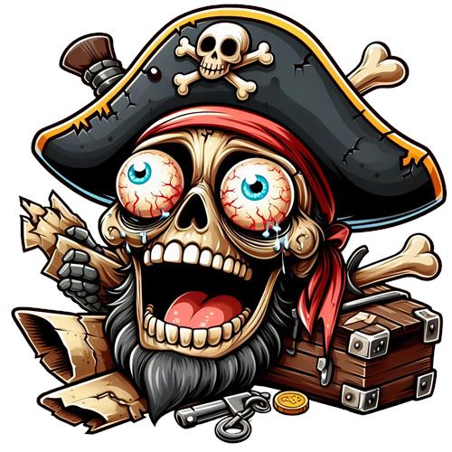 Skør Piratskalle med Skattekiste
