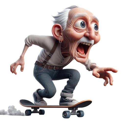 Funky Skateboarding Grandpa