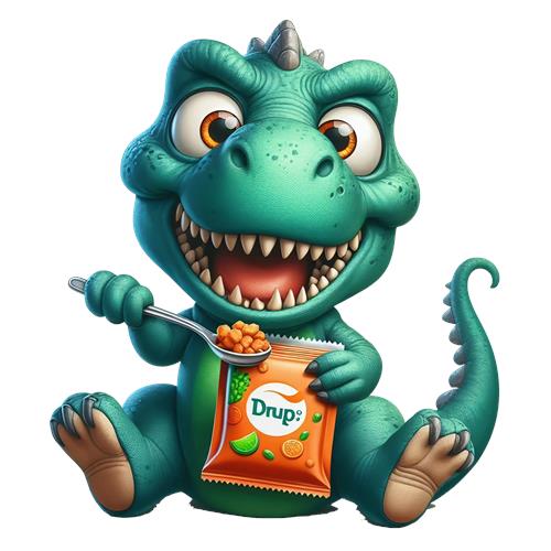 Glædelig Dinosaur med Snacks