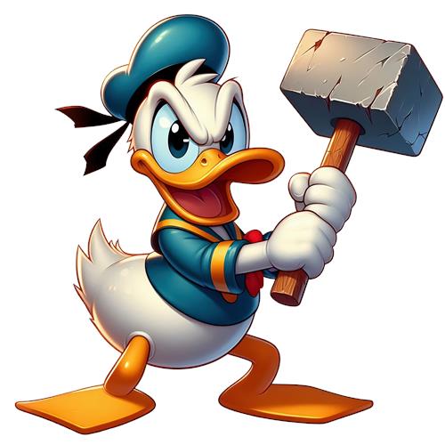 Donald Duck with a Hammer