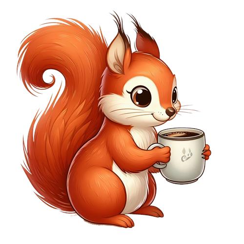 Sødt egern med kaffekop