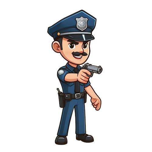 Cartoon Police Officer with Gun