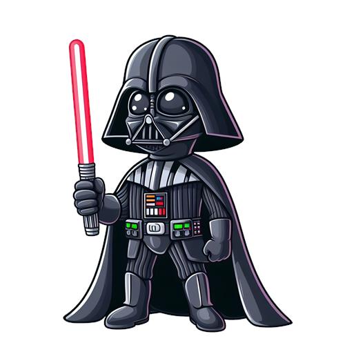 Kawaii Darth Vader med lyssabel