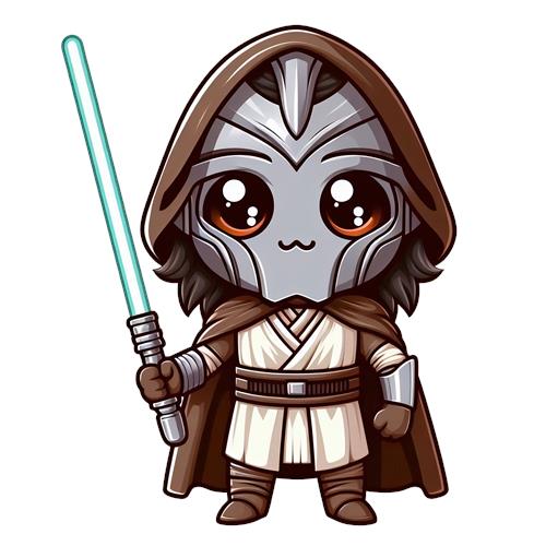 Kawaii Jedi Kriger med Lyssværd