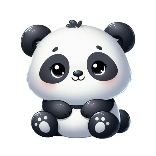 Sød panda i tegneseriestil