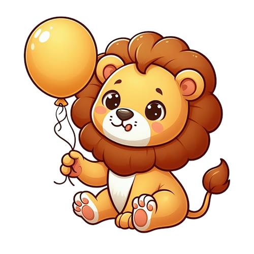 Sød løve med ballon
