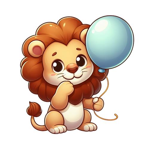 Sød lille løve med ballon