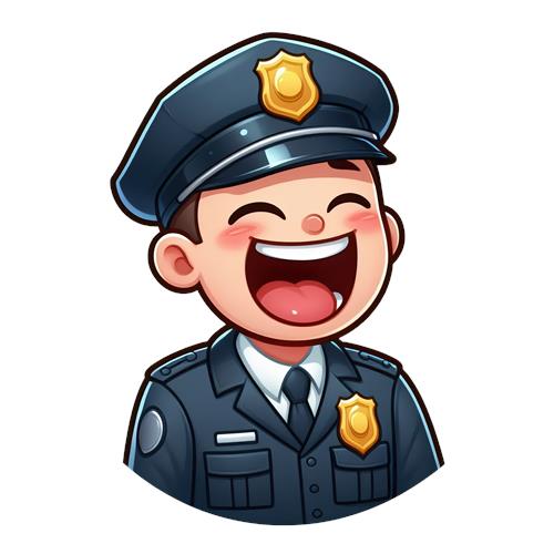 Glad Politibetjent i Uniform