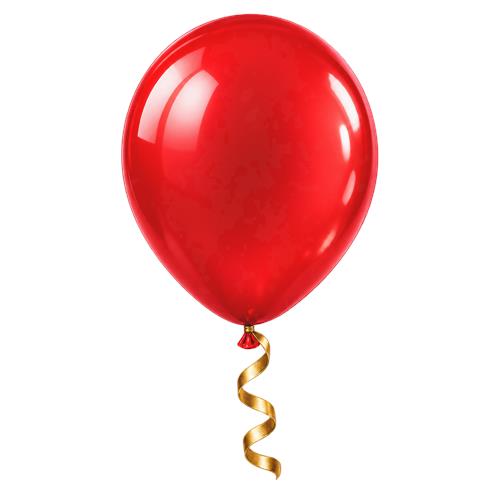 Rød ballon med gylden snor