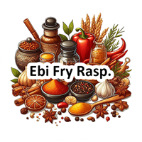 Et farverigt udvalg af krydderier og ingredienser til Ebi Fry, herunder forskellige urter og krydderier.