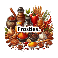 En samling af forskellige krydderier, urter og ingredienser i et farverigt arrangement.