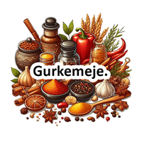 Et udvalg af krydderier og ingredienser, herunder gurkemeje, i en livlig komposition.