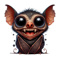 Et fantasifuldt væsen med store øjne, skarpe tænder og karakteristiske ører.