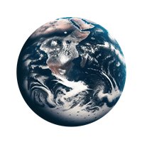 En smuk visuel repræsentation af Jorden set fra rummet, med hav og skyer.