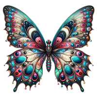 En smuk, farverig sommerfugl med detaljerede mønstre og levende farver.