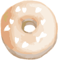 En sød donut dekoreret med hvide hjerter på en lys baggrund.