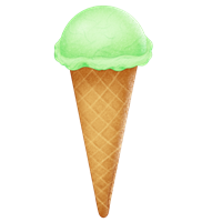 En isvaffel med en lys grøn is, der ser indbydende og forfriskende ud.