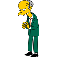 En gul, animeret karakter i en grøn jakkesæt med et ondt smil.