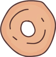 En simpel, rund donut med en lys farve og en hul midte.