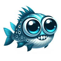 En farverig og sød fisk med store, udtryksfulde øjne og en venlig mine.